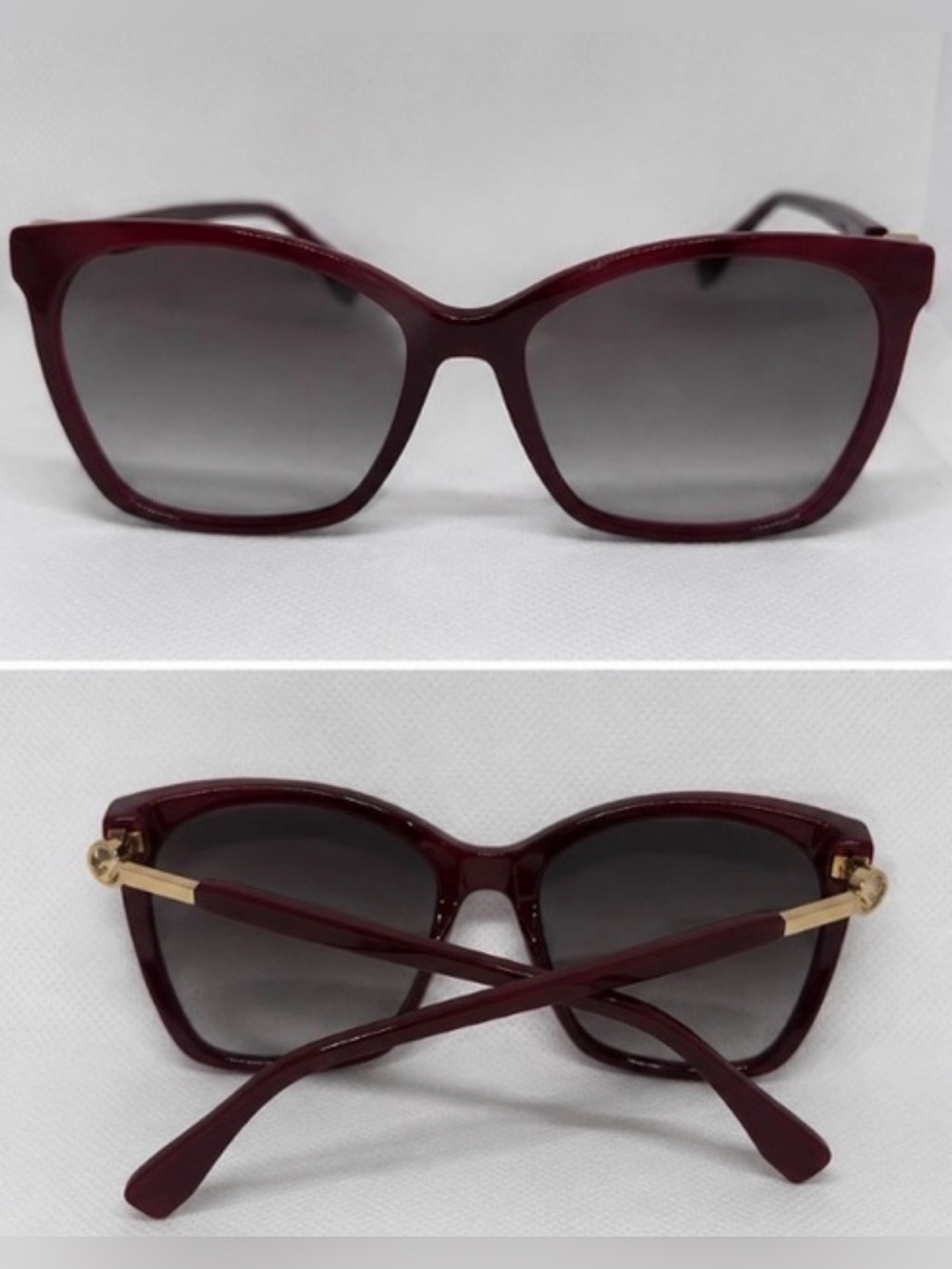 Authentic Fendi FF 0344/S Burgundy Cat Eye Sunglasses Gold Logo